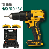 Kit de Taladro y Atornillador Inalámbrico MaxPro 48V Completo + REGALO: Maletín de Accesorios y 2 Baterías