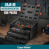 Caja de Herramientas Profesional Completa con 450 Piezas en Acero Inoxidable