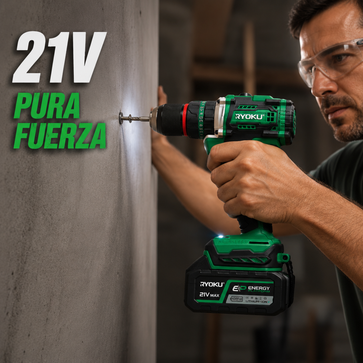 Kit Completo de Taladro y Atornillador Profesional AlphaCode + REGALO: 2 Baterías y Maletín con Accesorios