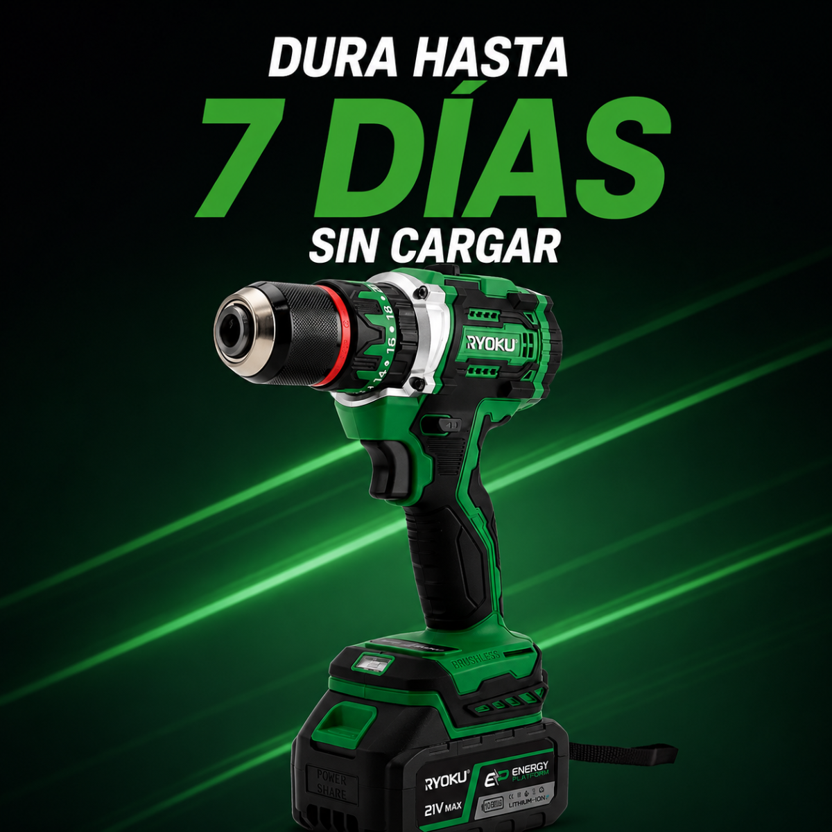 Kit Completo de Taladro y Atornillador Profesional AlphaCode + REGALO: 2 Baterías y Maletín con Accesorios