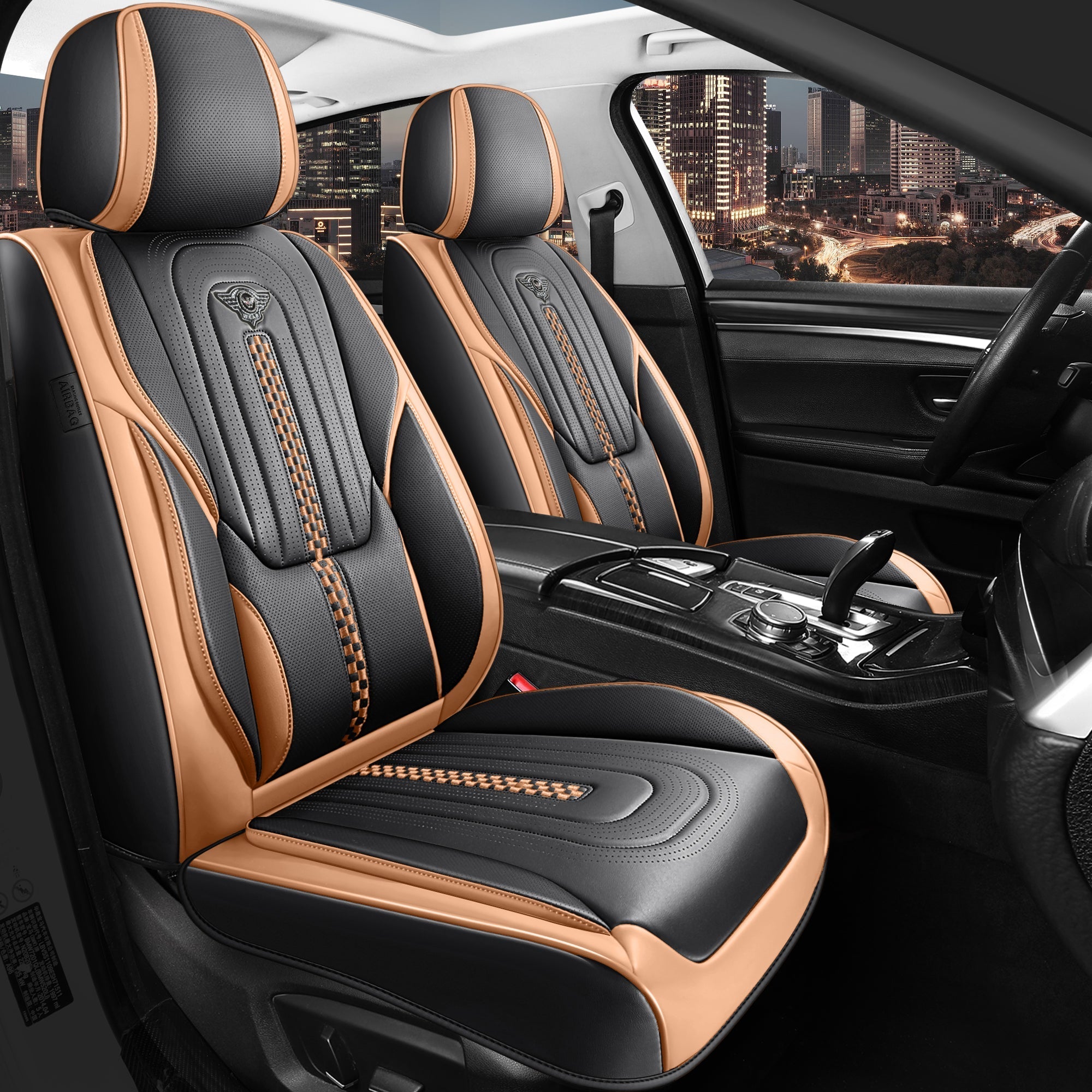 Funda de Auto Universal Dominus en Cuero Legítimo con Airbag +REGALOS: Alfombras de Cuero y Funda de Volante